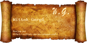 Wittek Gergő névjegykártya